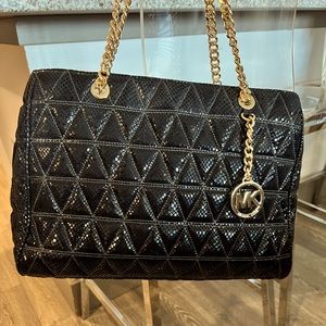 Michael Kors quilted embossed suede bag
